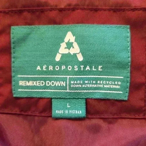 Aeropostale Womens Remixed Down Puffer Vest Jacket Burgundy Red Size Large - Picture 8 of 9